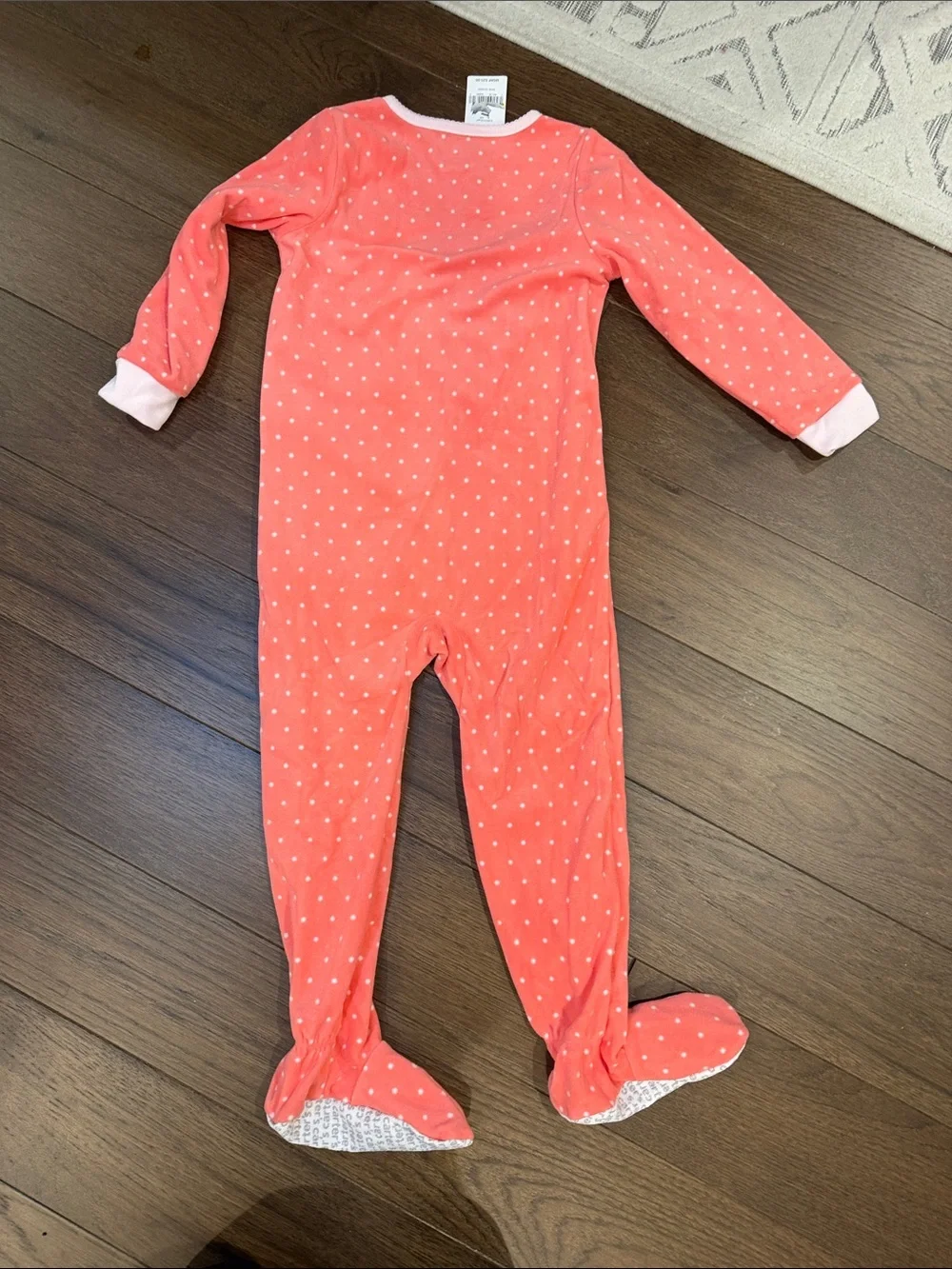 Carter's Coral Polka Dot Footed One-Piece with Bear Patch Size 4T NWT - C11-237